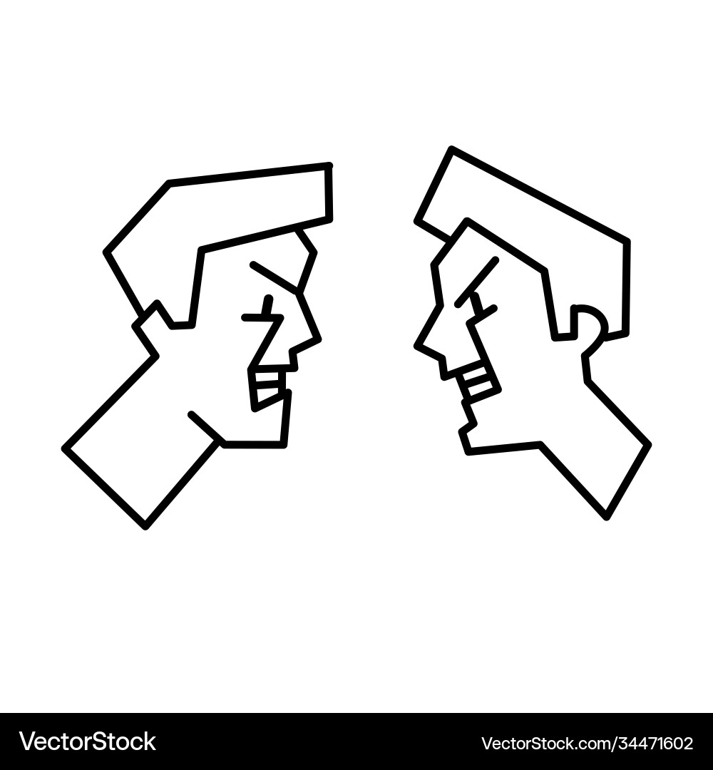 An argument between two people linear drawing An argument between two people linear drawing vector image