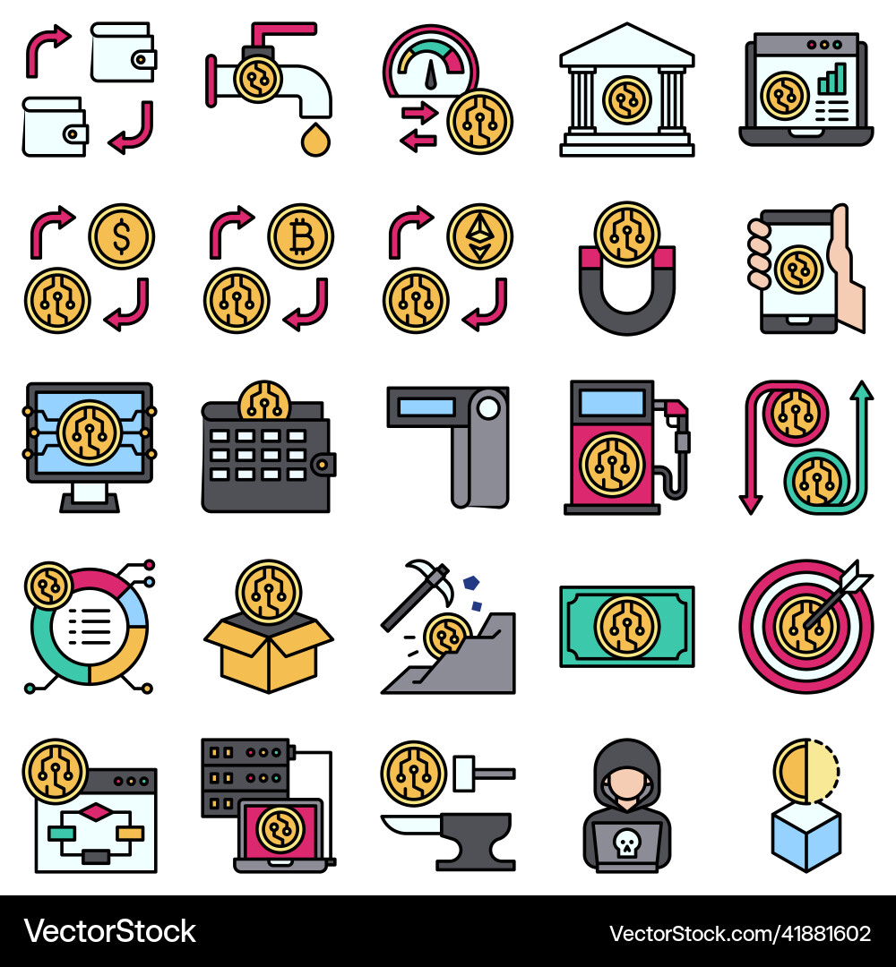 Crypto related filled icon set 2 – Royalty-Free Vector | VectorStock