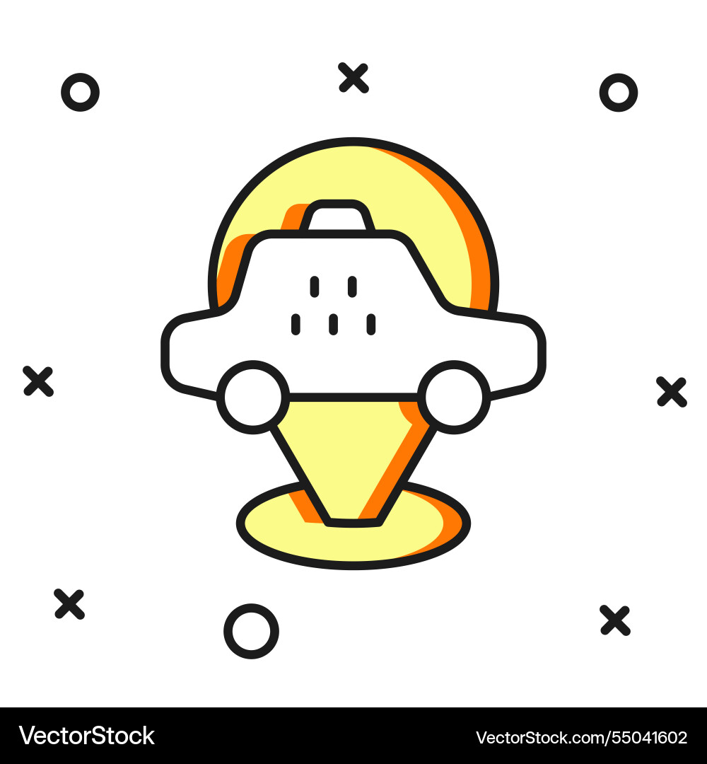 Filled outline map pointer with taxi car icon Filled outline map pointer with taxi car icon vector image