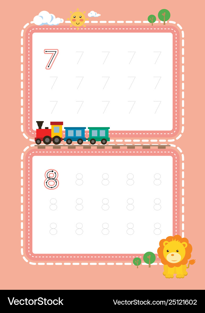 Free handwriting numbers tracing pages for writing Free handwriting numbers tracing pages for writing vector image
