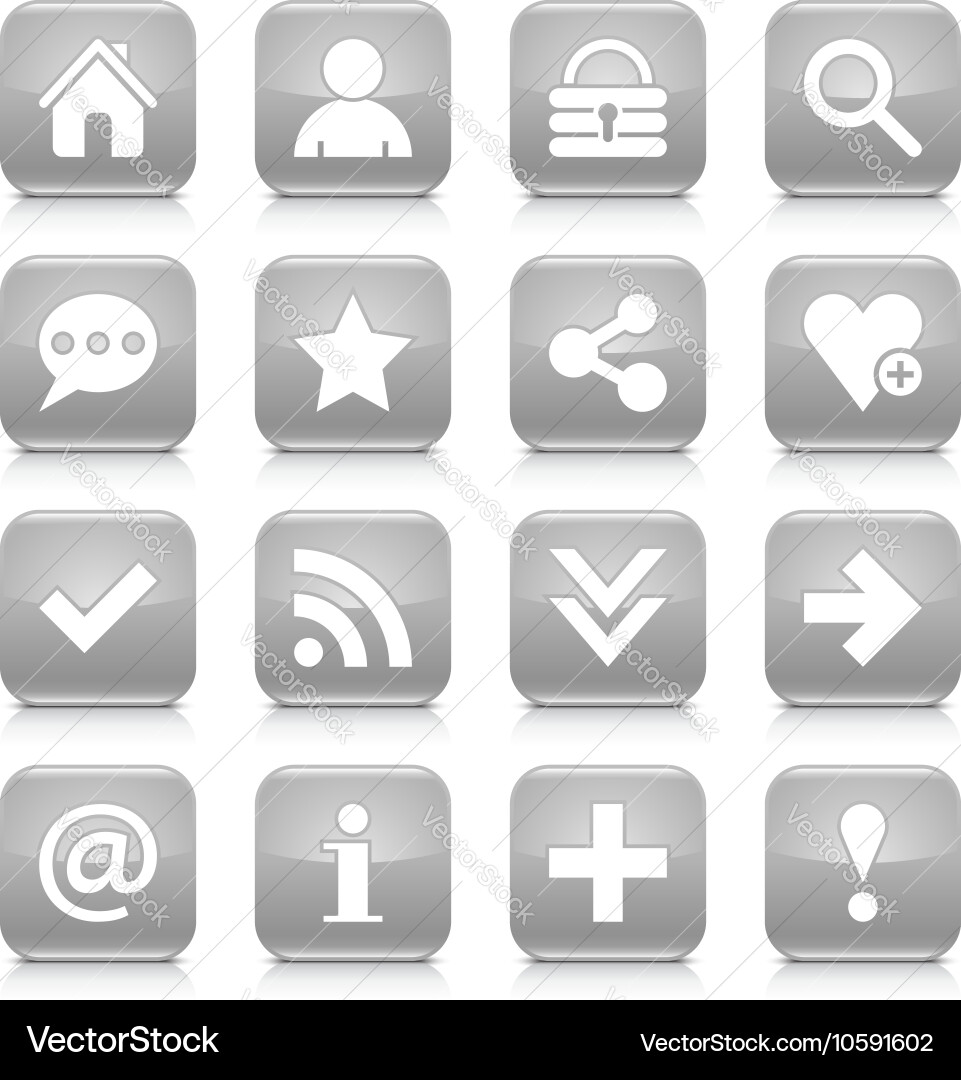 Gray basic sign rounded square icon web button Vector Image