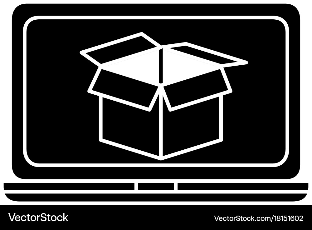 Laptop computer with box vector image
