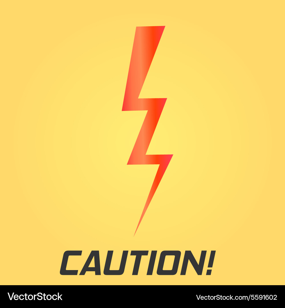 Lightning symbol with text single on yellow Vector Image