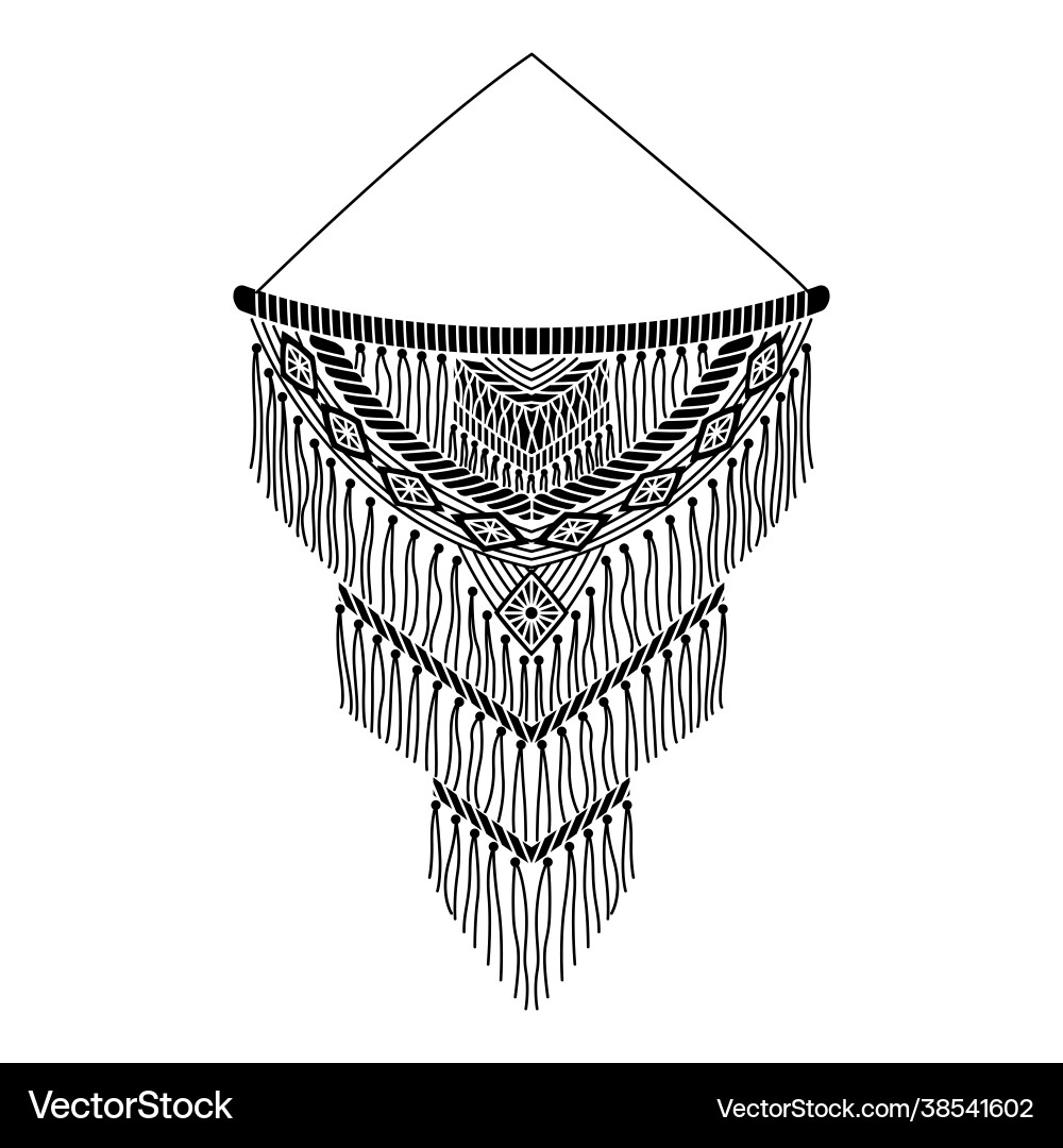 Macrame mural in boho style simple Macrame mural in boho style simple Vector Image