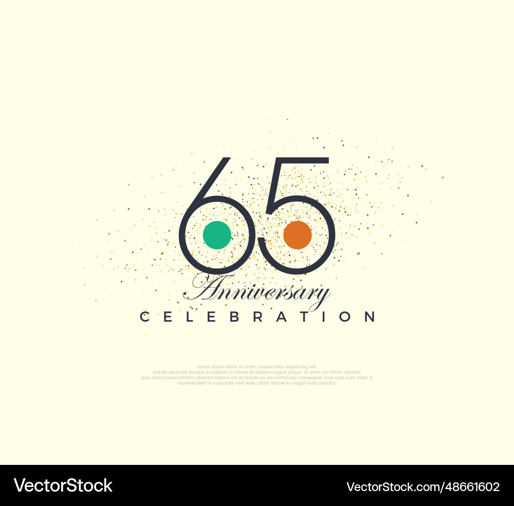 Modern and simple number design for 65th Vector Image