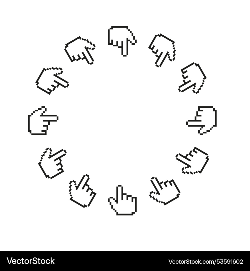 Pixel hand pointer circle frame vector image