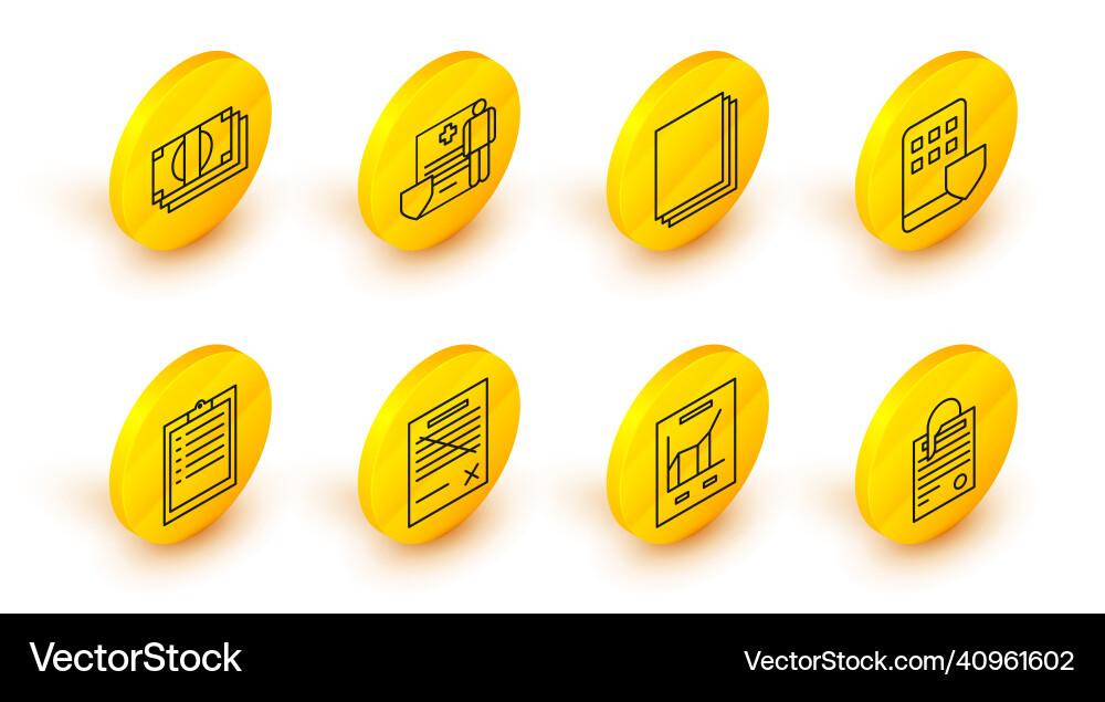 Set line file document and paper clip Vector Image