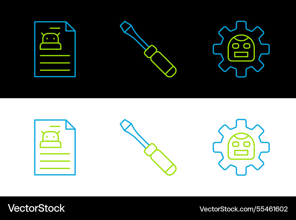 Set line robot technical specification Set line robot technical specification vector image