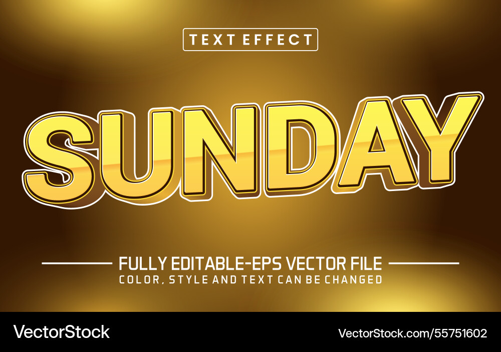 Sunday font text effect editable Sunday font text effect editable vector image