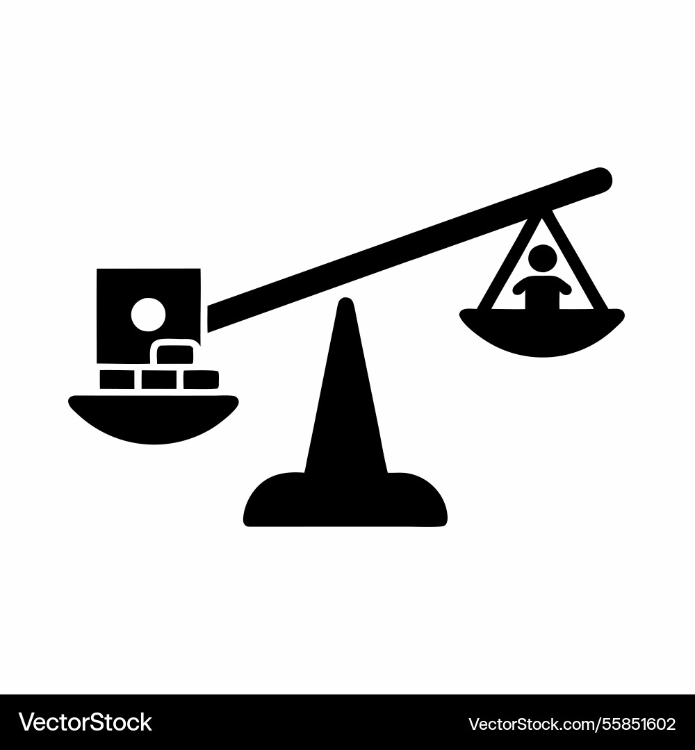 Symbolic of a balance scale tipping with blocks vector image