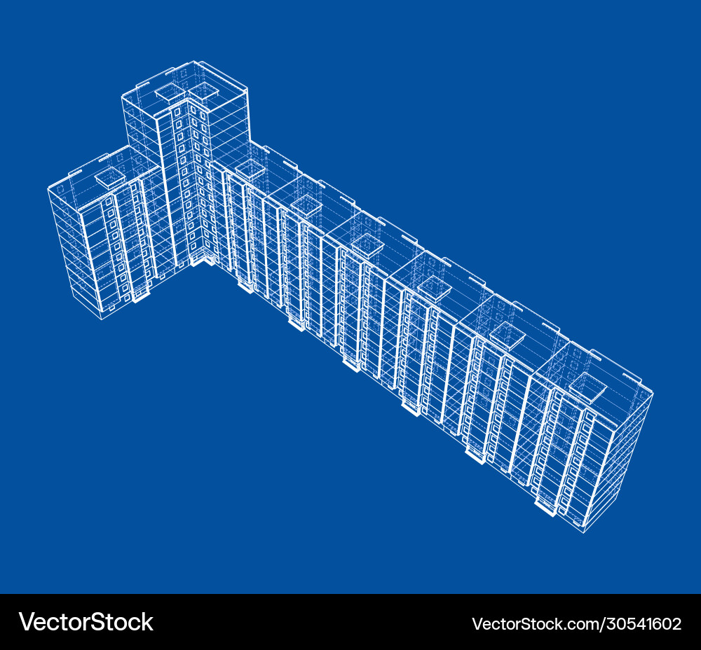 Wire-frame model a multi-storey building Wire-frame model a multi-storey building Vector Image