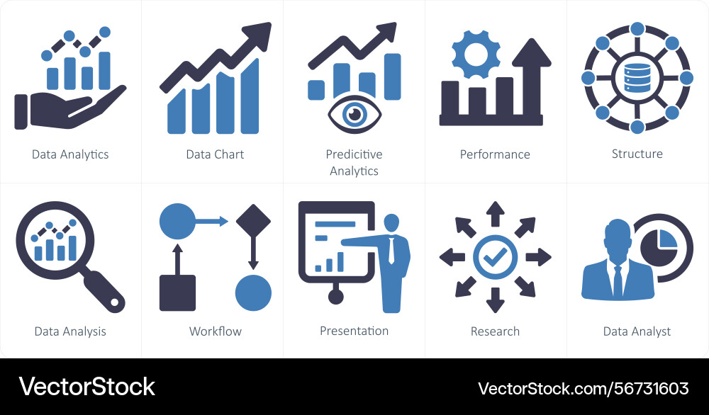 A set of 10 data analytics icons vector image
