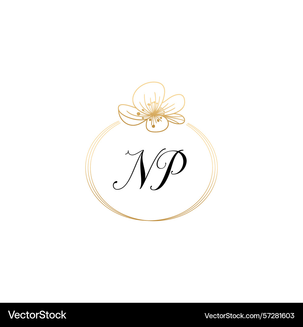 Botanical monogram logos with initial np Vector Image