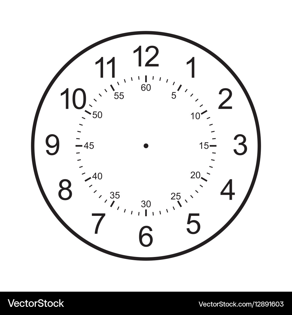 Часы циферблат для детей распечатать Clock face blank isolated on white background Vector Image