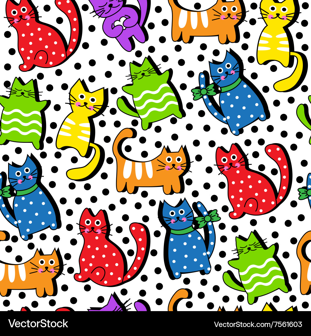Colorful Cat Pattern Vector Image