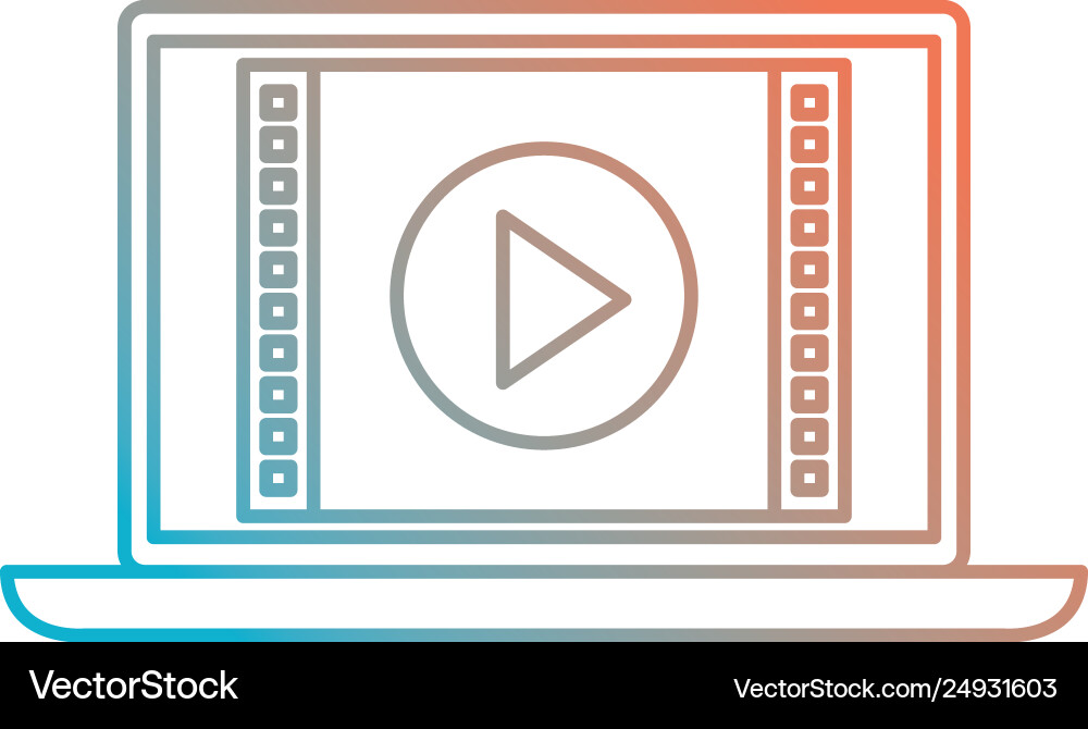 Computer laptop with media player interface vector image