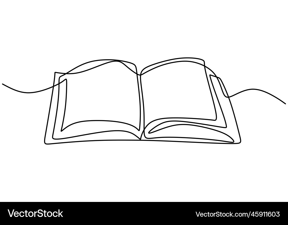 Continuous one line drawing open book a flying Continuous one line drawing open book a flying vector image