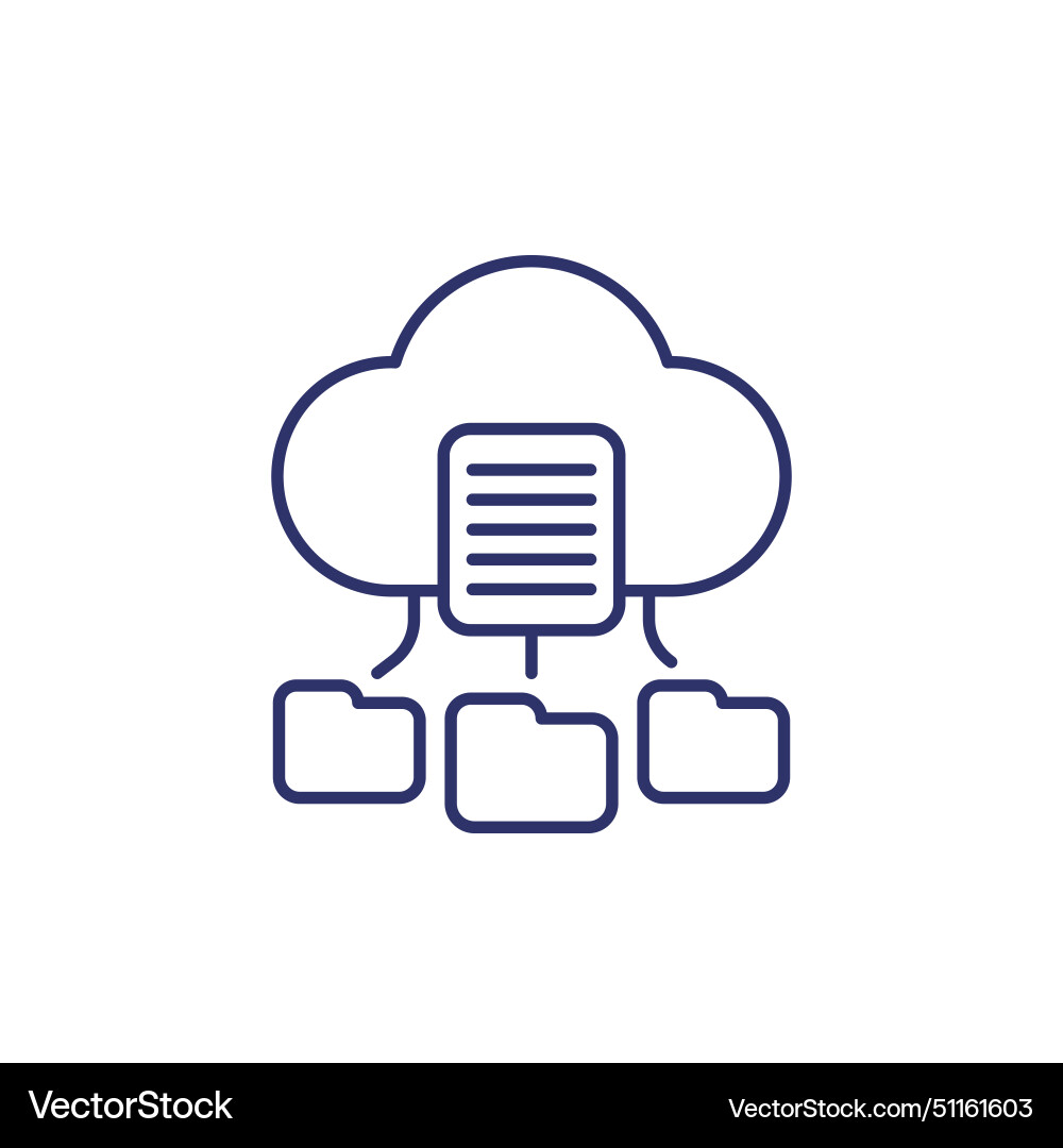 Documents in cloud line icon with folders Vector Image