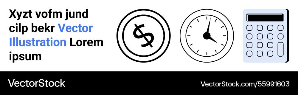 Dollar symbol clock and calculator representing Dollar symbol clock and calculator representing vector image