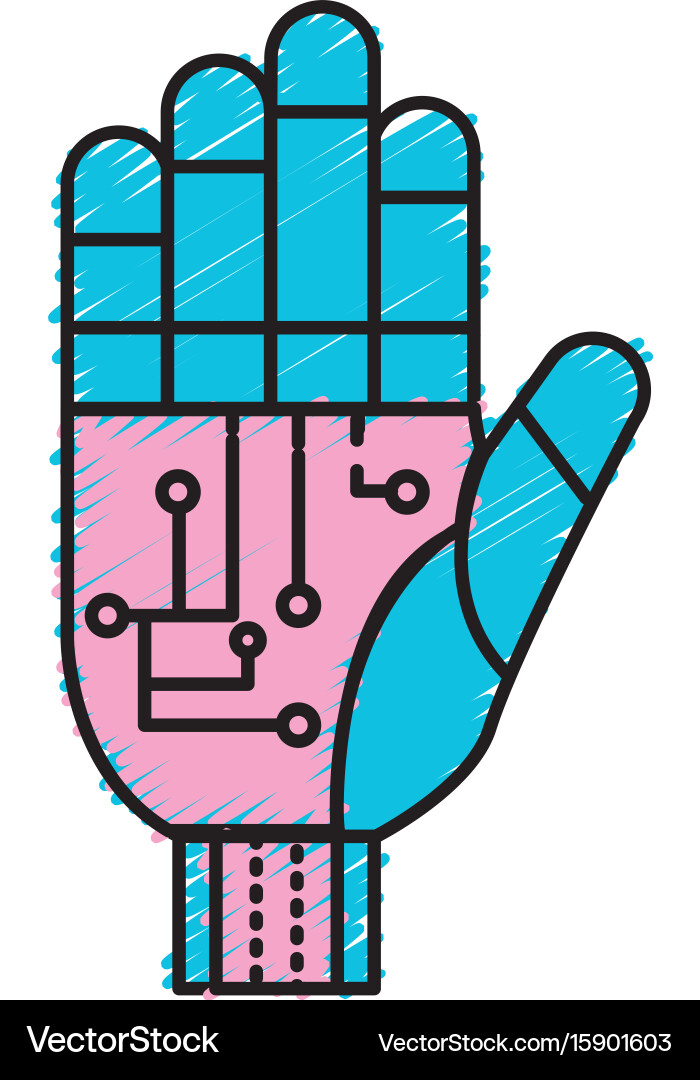Hand with circuits and cyberspace interface vector image