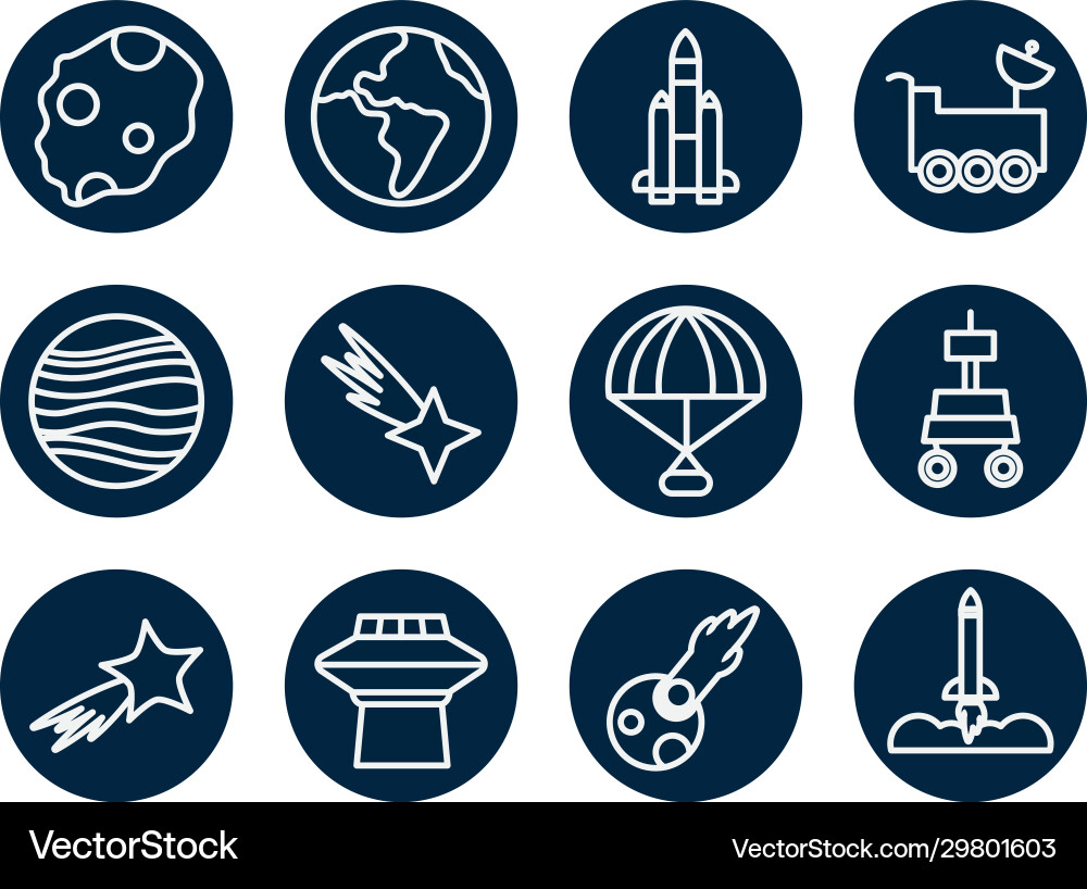 Isolated space line block style icon set Isolated space line block style icon set vector image