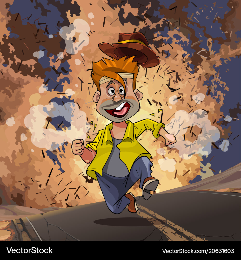 Man Running From Explosion vector image