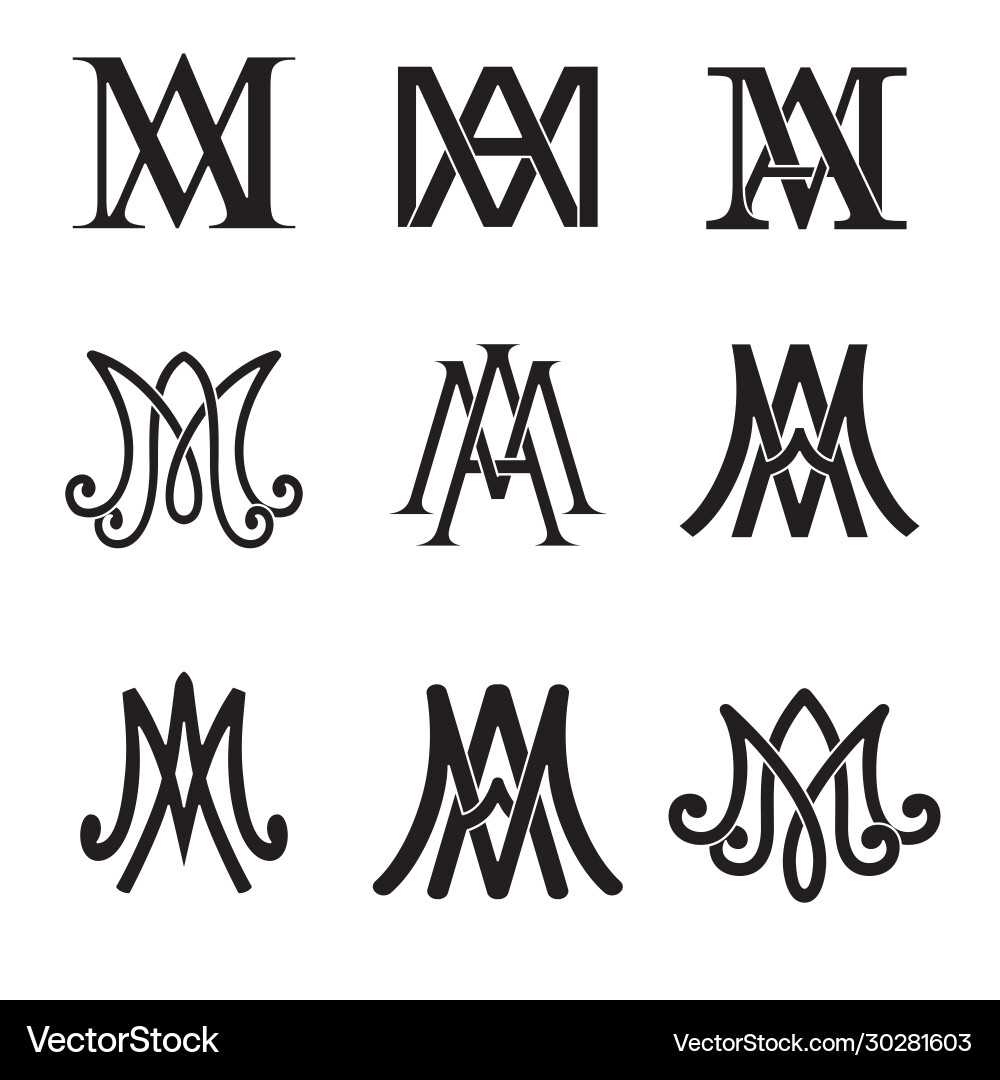 Monogram ave maria symbols set religious Vector Image