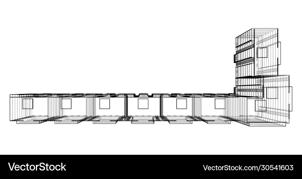 Multi-Story Building Wireframe Model vector image