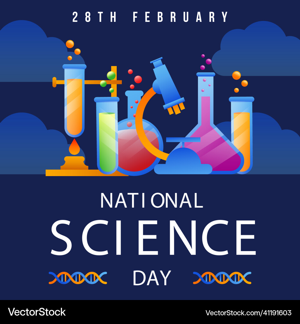 National science day gradient color with tools National science day gradient color with tools Vector Image