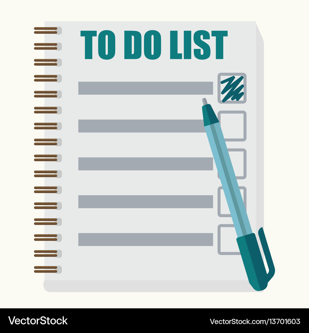 Paper note book with to do list in cartoon style Paper note book with to do list in cartoon style vector image