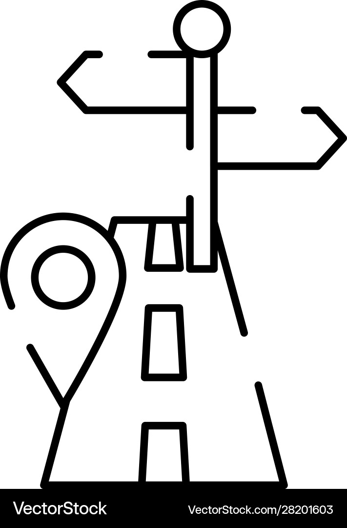 Pin pointer location guide with road Vector Image
