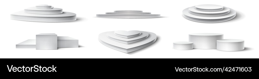Podium realistic round and square empty stages Podium realistic round and square empty stages Vector Image
