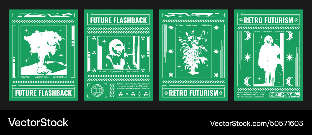 Poster design template in cyberpunk y2k style Vector Image