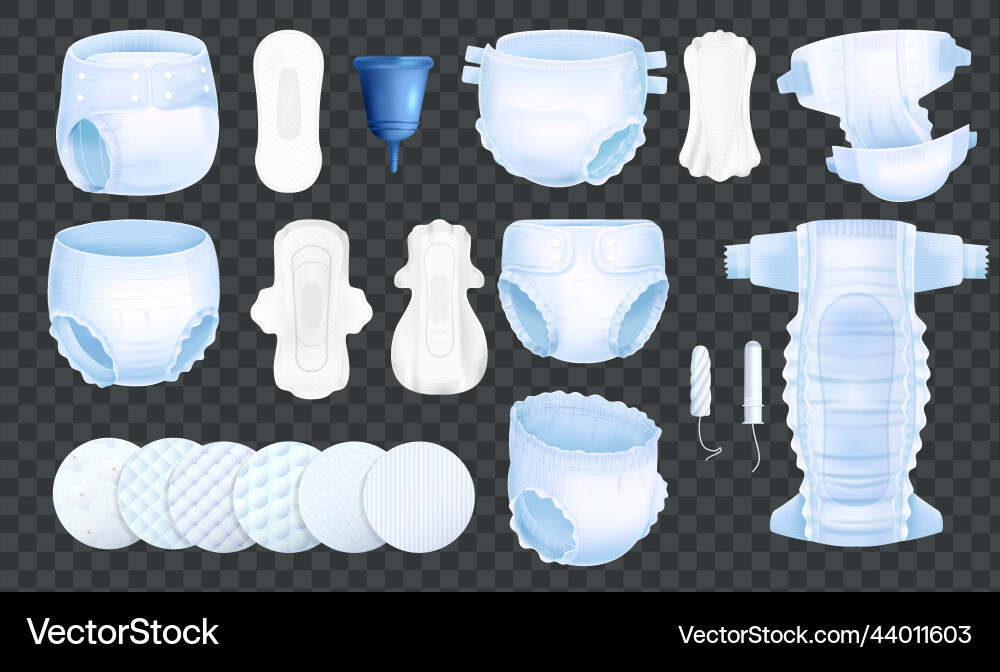 Realistic hygiene products set vector image