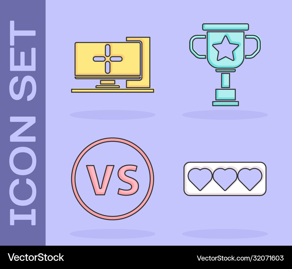 Set like and heart computer monitor vs versus Set like and heart computer monitor vs versus Vector Image