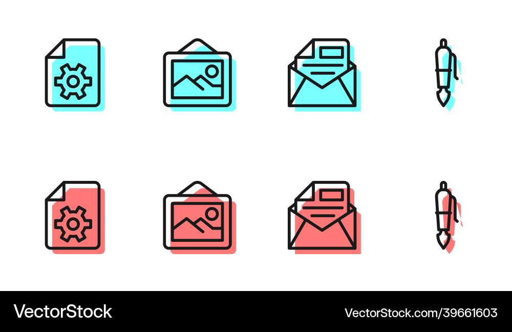Set line mail and e-mail document settings Set line mail and e-mail document settings vector image