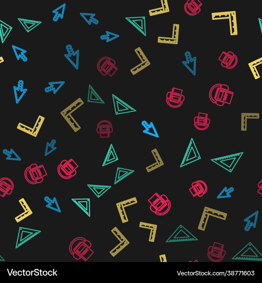Set line pixel arrow cursor triangular ruler Set line pixel arrow cursor triangular ruler vector image