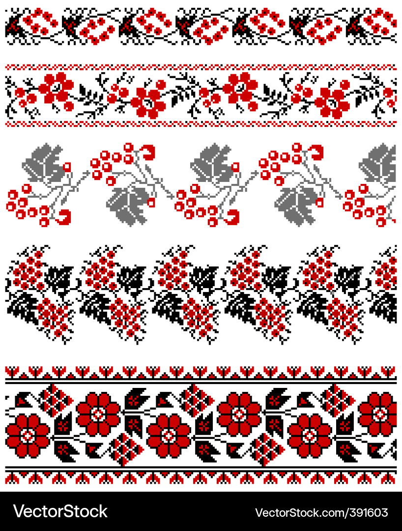 Ukrainian Embroidery Ornament Vector Image