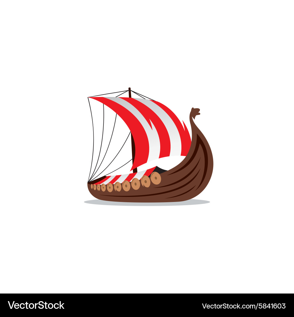 Viking Ship Silhouette Vector Image