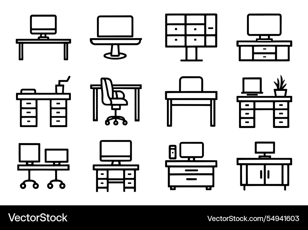 Workspace with computer and table related Vector Image
