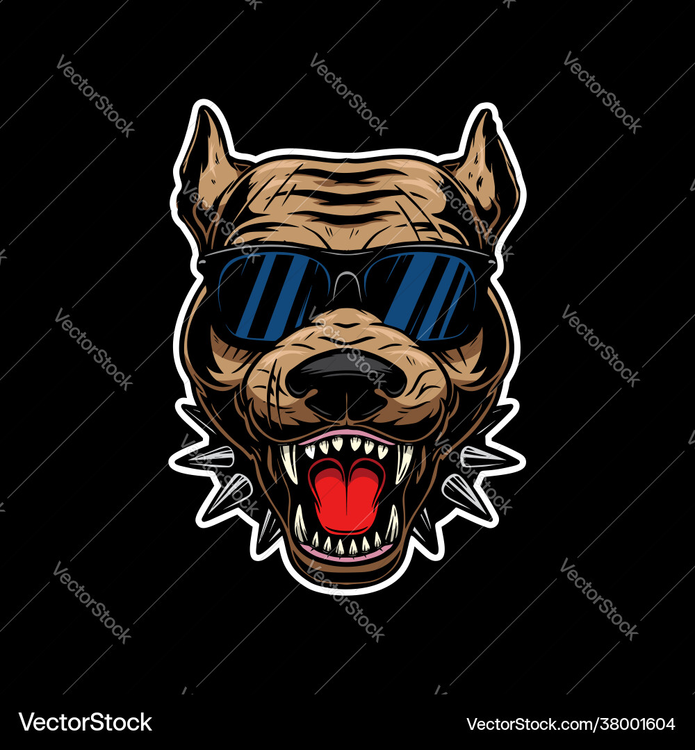 Angry pitbull terrier head in sunglasses design Angry pitbull terrier head in sunglasses design vector image