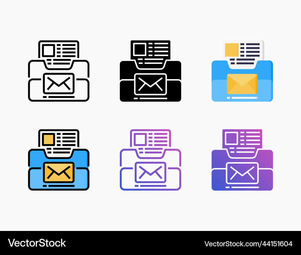 Archive document icon set with different styles Archive document icon set with different styles Vector Image