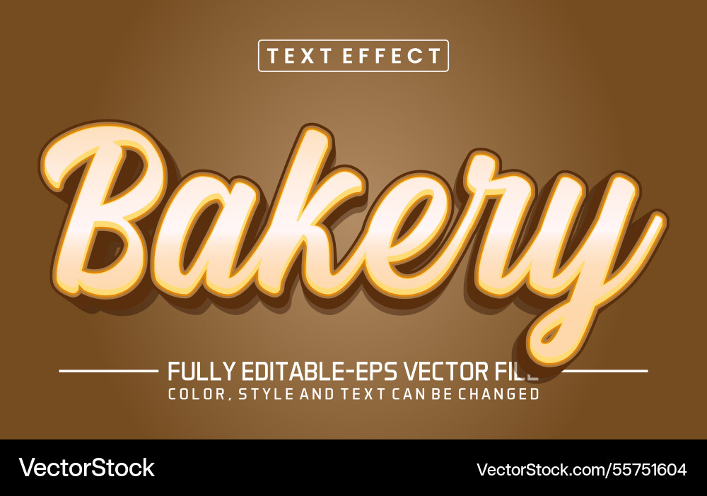 Bakery font text effect editable Vector Image