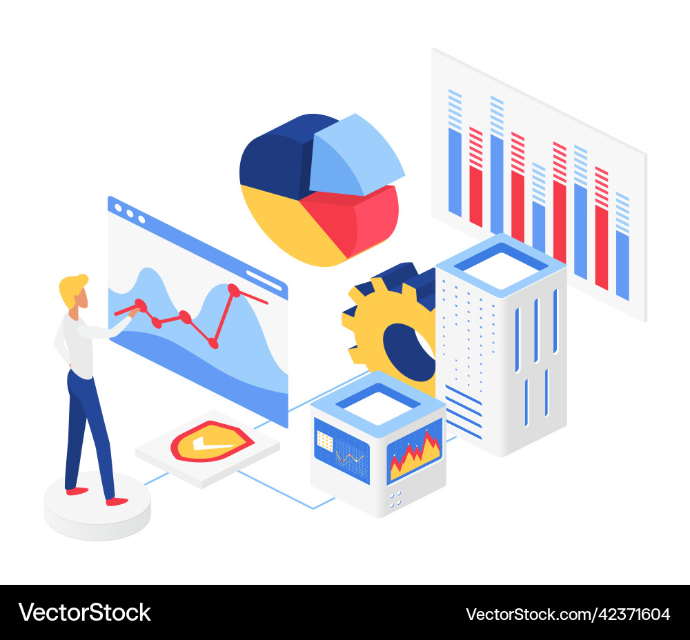 Big data visualization process displaying vector image