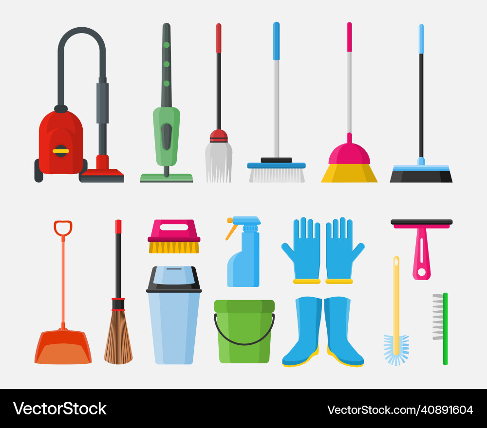 Cleaning service tools equipment object element Cleaning service tools equipment object element vector image