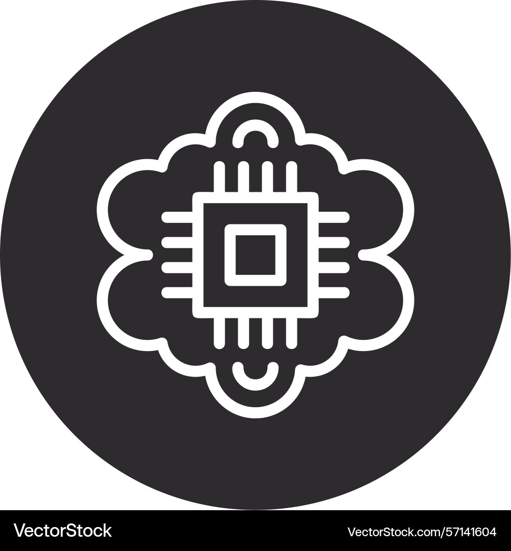 Cognitive computing inverted circle black Vector Image