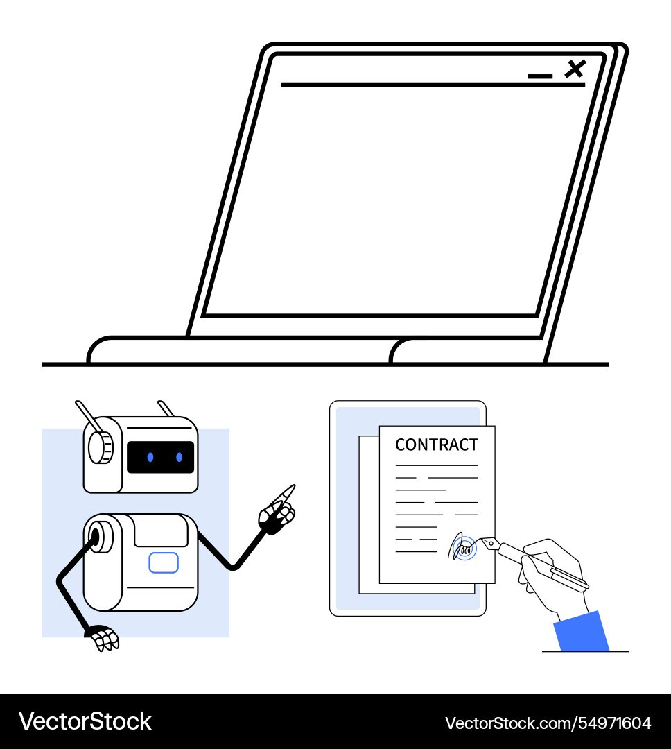 Digital contract signing with robotic assistance vector image