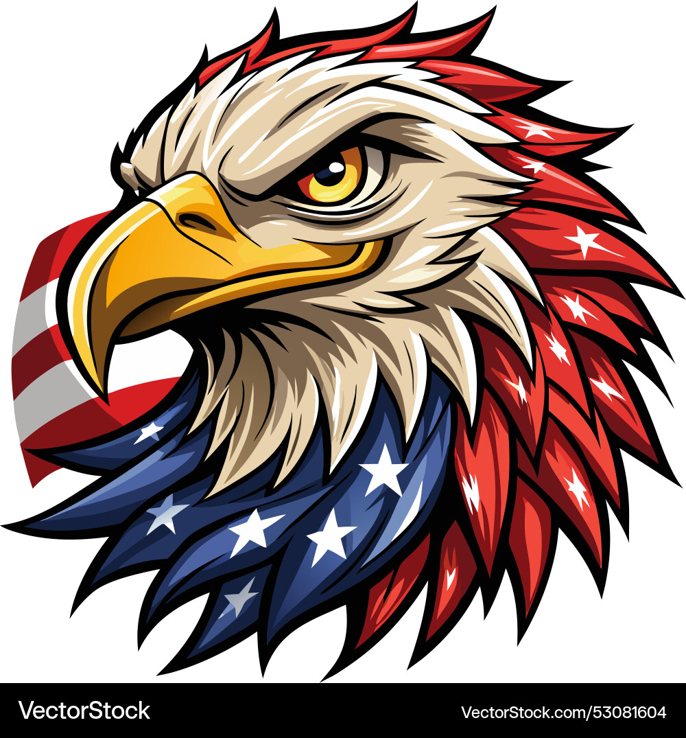 Eagle head with american flag pattern Royalty Free Vector