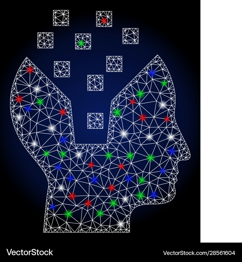 Flare mesh wire frame human memory with Flare mesh wire frame human memory with vector image