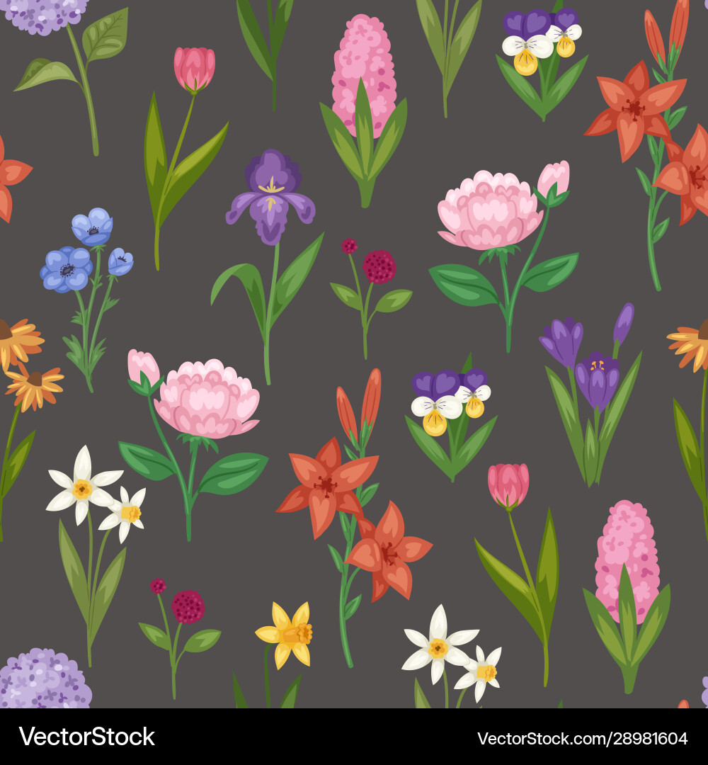 Floral seamless pattern with field and garden Floral seamless pattern with field and garden vector image